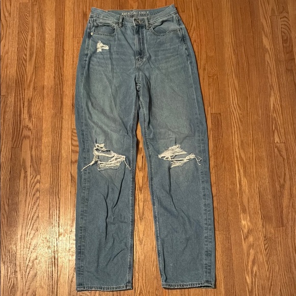 American Eagle Outfitters Women's High Rise Distressed Blue Jeans - Picture 1 of 13